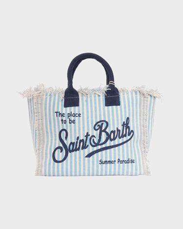Borsa mare MC2 Saint Barth in Cotone Stripes S Azzurra - Crush Store
