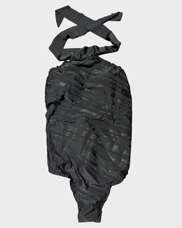 Costume Intero F**K Nero con brillantini 0601NR - Crush Store