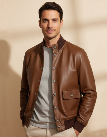 Giacca in Pelle Volfagli Bologna America - Crush Store
