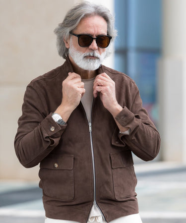 Giacca Volfagli in pelle scamosciata PLUTONE - Crush Store