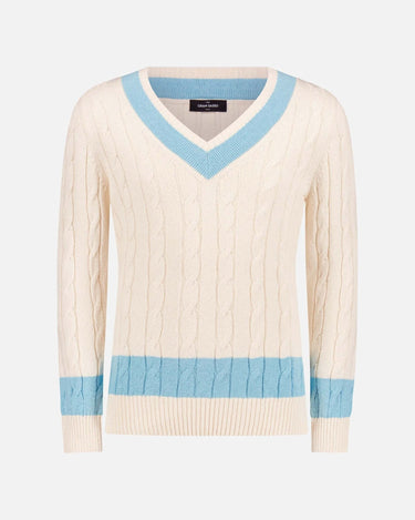 Maglione Gran Sasso a Trecce a righe Scollo a V 23154 - Crush Store