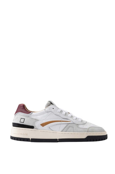 Sneakers D.A.T.E. TORNEO PURE VINTAGE CALF WHITE - BORDEAUX - Crush Store
