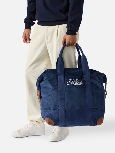 Borsone da Viaggio MC2 Saint Barth in Velluto Blu - Crush Store