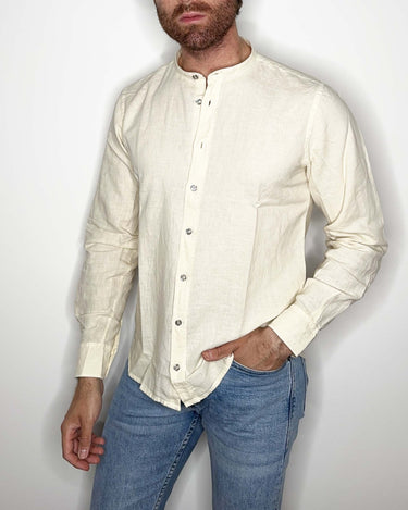 Camicia Coreana Effek in cotone e lino - Crush Store