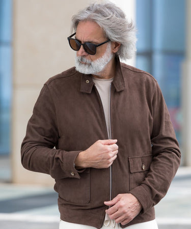 Giacca Volfagli in pelle scamosciata PLUTONE - Crush Store