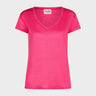 T-shirt Donna MC2 Saint Barth Eloise scollo a V in lino - Crush Store